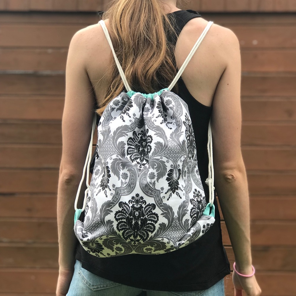 Black & White with Light Blue Lining Backpack